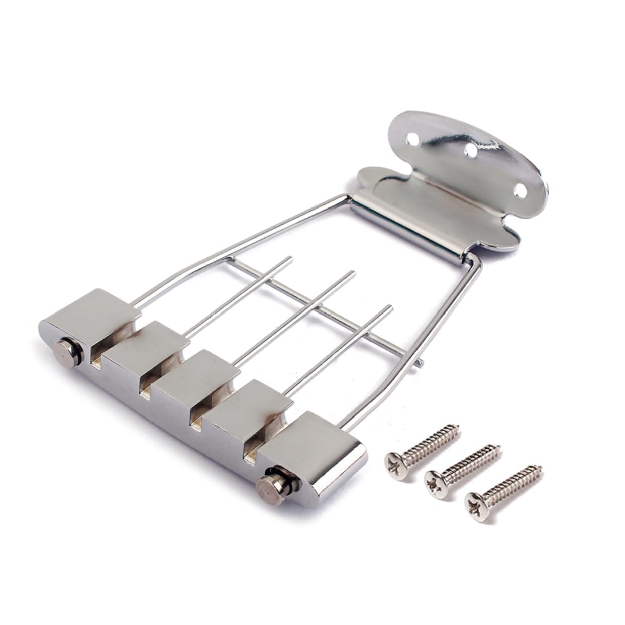 CIMAXIC Guitar Tailpiece Bridge Chrome Tailpiece for 4-string Bass Archtop Electric Guitar Part Screws