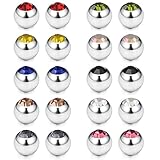 Ruifan 10PRS(20PCS) 5mm Externally Threaded 316L Surgical Steel Jeweled CZ Replacement Balls Body Jewelry Piercing Barbell Parts for Tongue Belly Navel Nipple Ring 16G