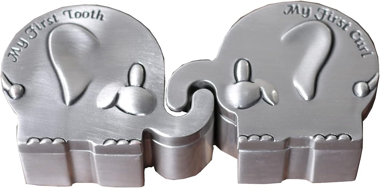 Elephant Shape First Curl and Fairy Tooth Keepsake Box Gift for Kids