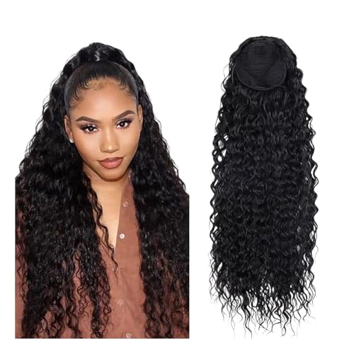 Cola de caballo extensiones con ondas profundas de 18 pulgadas y colocación fácil de clip