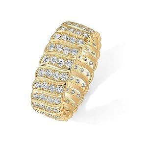 PAVOI 14K Gold Plated Chunky Ring | Cubic Zirconia Stackable Rings | Chunky Wide Band for Women