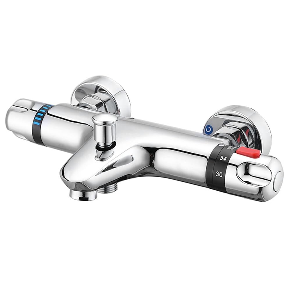 Aundhegrtt As Shown Thermostatic Valve Bathtub And Shower Faucet, Wall-Mounted Double-Handle Automatic Control Valve For Bathroom