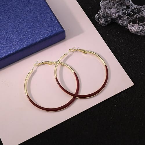 Gold Hoop Earrings for Women Gold and Colorful Hoop Earrings Red Black White Enamel Hoops Earring Big Round Circle Hoops Earring Jewelry for Women Accessories2