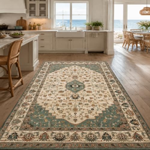 Tapis de salon vert oriental doux et résistant pour coiffeuse - 2