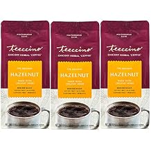 Teeccino Hazelnut Chicory Coffee Alternative - 11 Ounce - Ground Herbal Coffee Thats Prebiotic, Caffeine Free & Acid Free, Medium Roast, Pack of 3