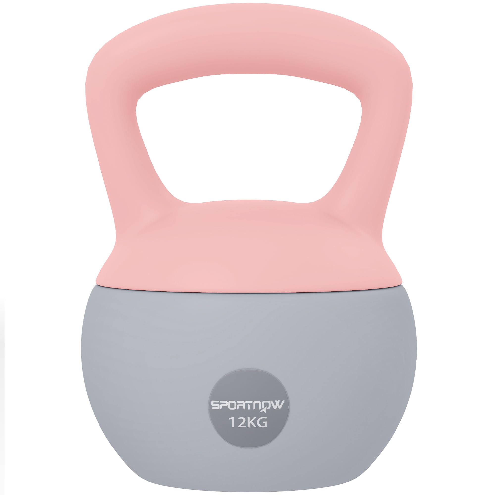 SPORTNOW Soft Kettlebell, 12kg Kettle Bell with Non-Slip Handle for Home Gym Weight Lifting and Strength Training, Pink and Grey