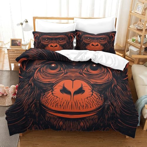 Chimpanzé housse de couette 3d parure de lit single microfibe - 3