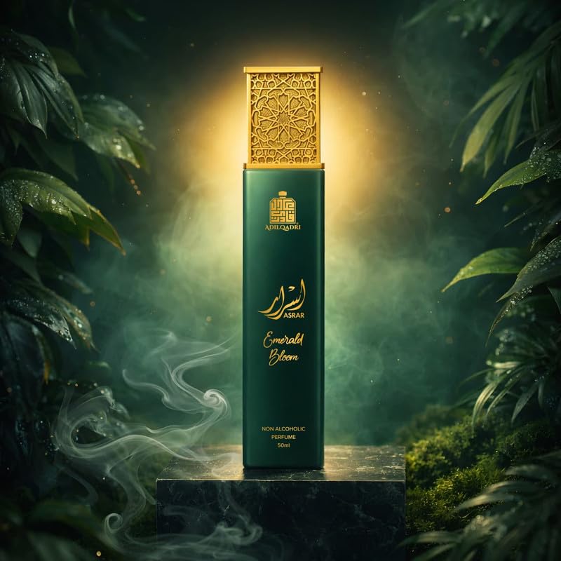 Image of Adilqadri Asrar Emerald Bloom 50ml Perfume for Men & Women - Non-Alcoholic Citrus, Floral, Oud & Amber Fragrance - Long Lasting Fresh Green Scent