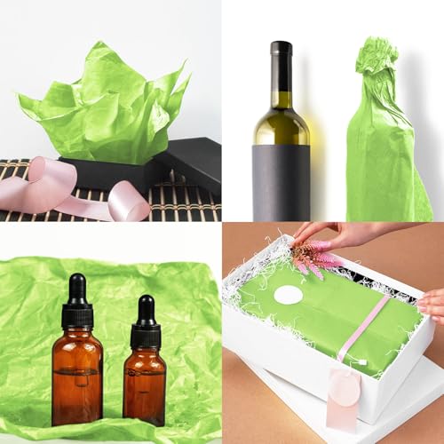 Image of 120 Sheets 20 inchX14 inch Lime Green Tissue Paper for Gift Bags Wrapping, Art Tissue Paper Bulk for Weddings Birthday Party Crafts Decoration