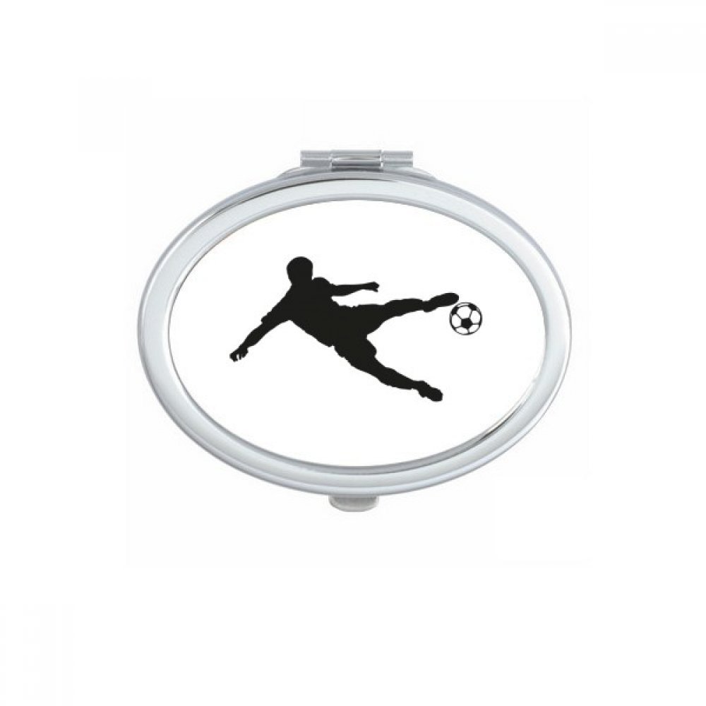 Miroir ovale silhouette de football compact de poche pour retouches maquillage
