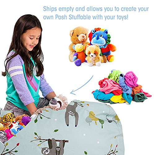 Posh Creations Kids Stuffed Animal Storage Bean Bag Chair Cover - Childrens Toy Organizer, X-Large-48In, Canvas Sloth And Trees #TOP2