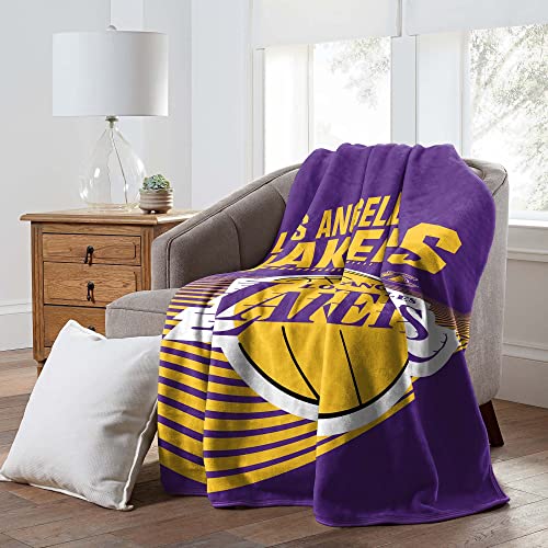 NORTHWEST Los Angeles Lakers NBA Officially Licensed 6080 Raschel Blanket All Team Logos & Colors Extra-Large Game Day & Bedroom Throw for Fans & Decor