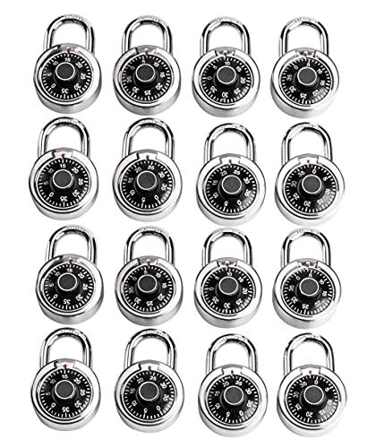 Lanube Lock Standard Dial Combination Lock, 2 In. Wide, With Different Combinations, Black Turnplate, Pack Of 16; Lock For School, Employee, Gym & Sports Locker, Case, Toolbox, Fence And So On #TOP2