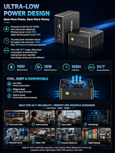 GMKtec Mini PC, G3 PRO Intel Core i3-10110U (Beats 4300U/N150), 16GB DDR4 RAM (Dual Channel) 512GB PCIe M.2 SSD, Desktop Computer 4K Dual HDMI/USB3.2/WiFi 6/BT5.2/2.5GbE for Office, Business