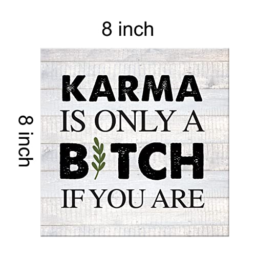 Sarcastic Office Farmhouse Canvas Print Wall Art Decor Karma Sign Painting Poster Plaque Rustic Home Office Decoration (8 X 8 Inch, Framed) #TOP1
