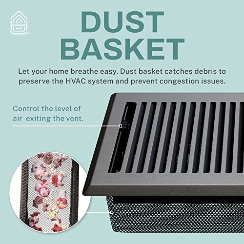 Home Intuition Contemporary Floor Vent Covers 4X12 Inch Floor Register with Mesh Cover Trap Heat and Air Walkable Metal Floor Vent for HVAC Duct, Polished Brass by Home Intuition - Used condition - Image 5