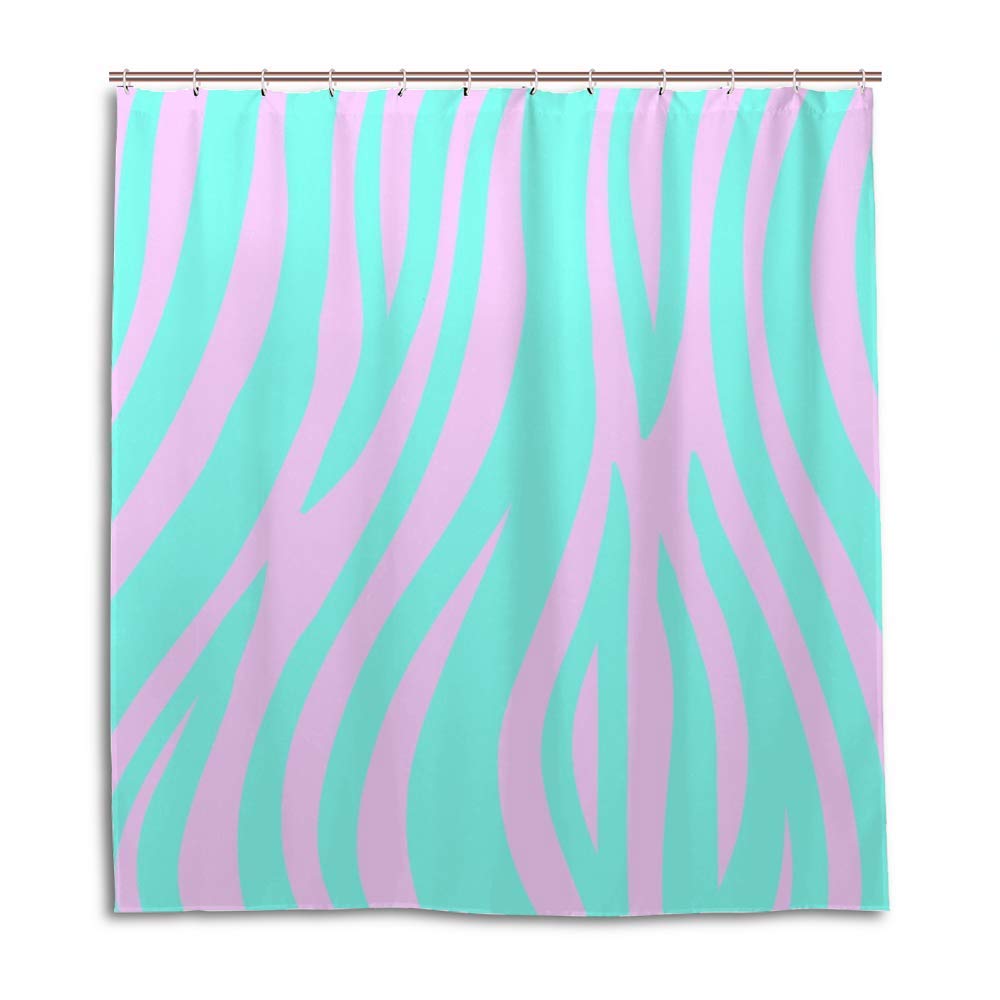 Rideau de douche polyester à rayures bleues et roses CHEHONG lavable 182x183cm
