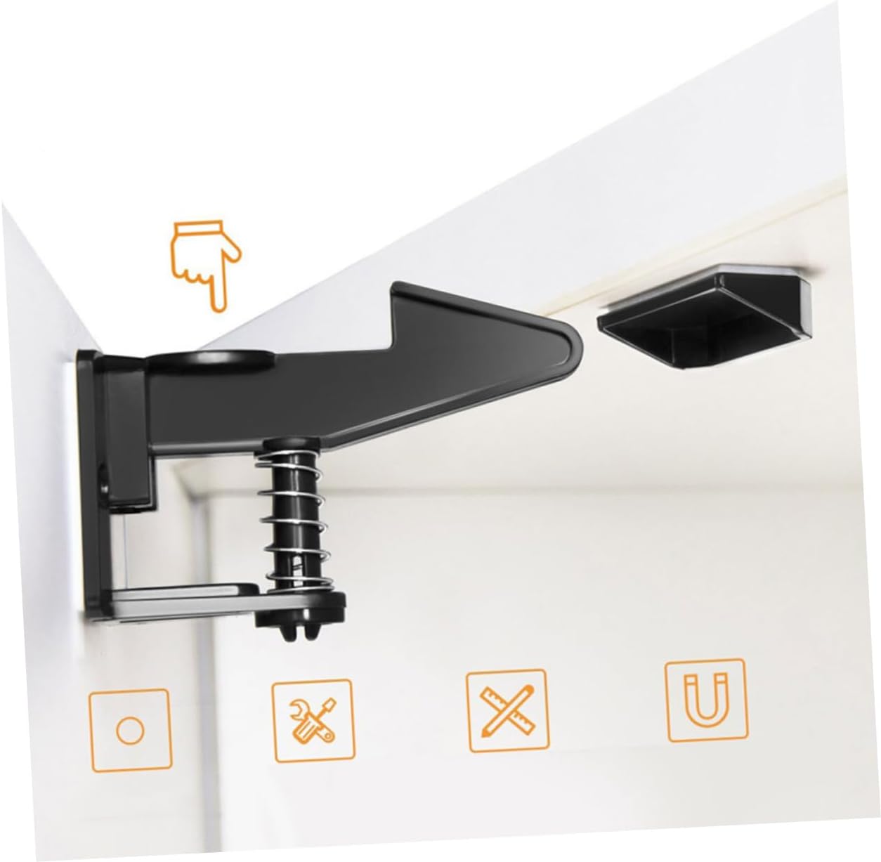 20pairs Unique Spring Design Babyproof Drawer Locks Childproof Cabinet Locks Black