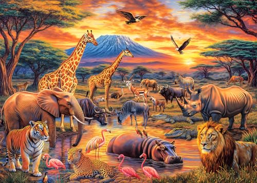 Wild Animals Jigsaw Puzzle 1000 Teile Erwachsene Lion Tiger Elephant...