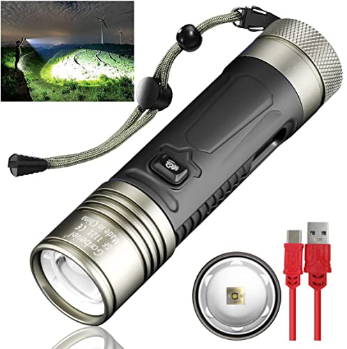 Garberiel 30w 6561 Feet Long Range Powerful Flashlight with Infinitely Dimmable, 13000 High Lumens Rechargeable Bright Flashlight Anti-Scald Torch Light Waterproof for Camping Emergency