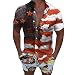 Yowablo Hemden Männer Top Mode Frühling Sommer Lässige Strandflagge Bedruckte Kurzarmbluse (XL,5rot)