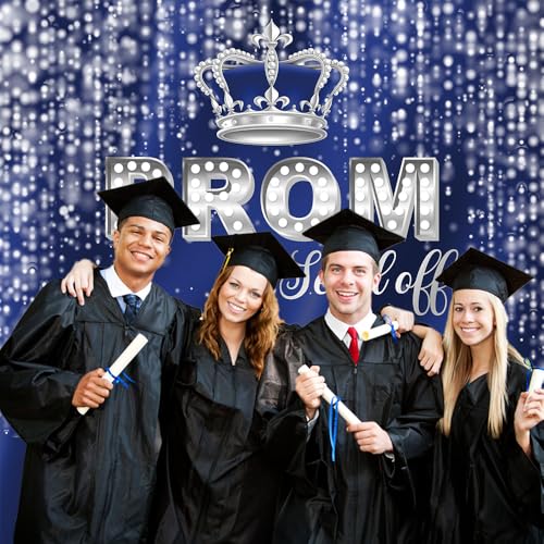 Fitumiw Prom Send Off Backdrop 6x6ft Blue and Silver 2026 Graduation Photography Background Party Decorations Class of 2026 Congrats Grad Banner Photo Booth Props by Fitumiw - Used condition - Image 5