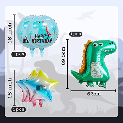 5Pcs Dinosaur Balloon Birthday Party Decoration Supplies For Kids - 27 Inch Foil Mylar Dino Ballloon For Baby Shower Jungle Safari Theme Party #TOP1