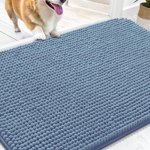 Image of OLANLY Dog Door Mat for Muddy Paws 30x20, Absorbent Chenille Mud Doormat