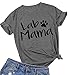KIDDAD Women's Lab Mama Shirt Dog Paw Print Short Sleeve Funny Summer Tops Casual Graphics Tees T-Shirt Size M (Grey)