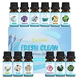 SALKING Clean Fragrance Oils Set, 12 x 10ml Premium Essential Oils Set for Diffuser, Natural Clean Scents Scented Oils, Soap & Candle Making Scents, Aromatherapy Oils Collection