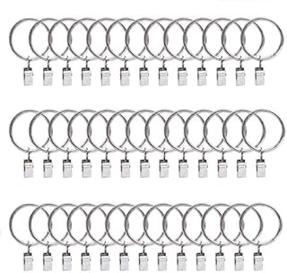 Nobranded 40 Pack Curtain Clips, 35mm Curtain Rings with Clips Internal Diameter Metal Decorative Rustproof Curtains Rings Hanging Rings for Curtains and Rods(Silver)