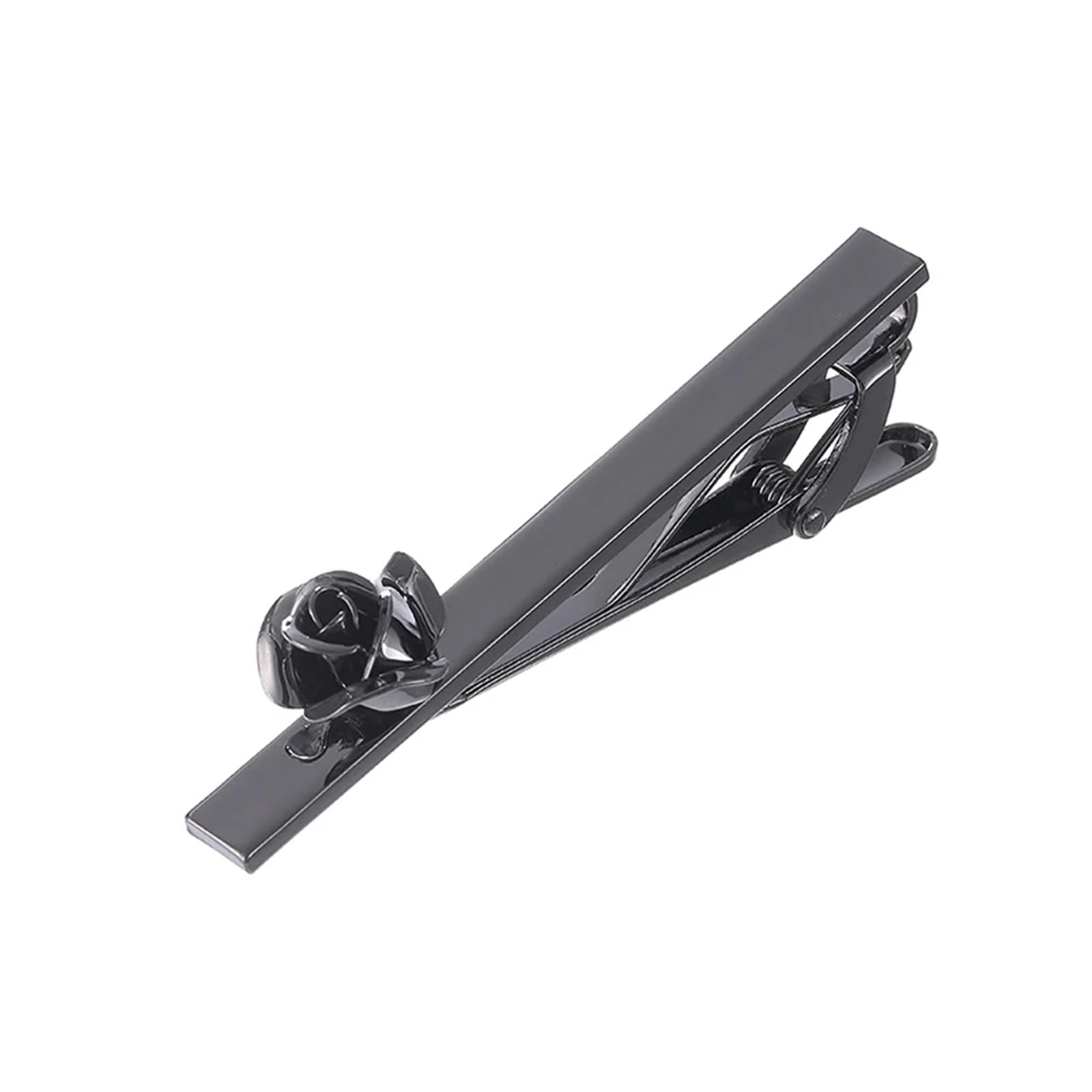 Pisacorbatas de latón premium con detalle de rosa negra para trajes exclusivos de caballero 6
