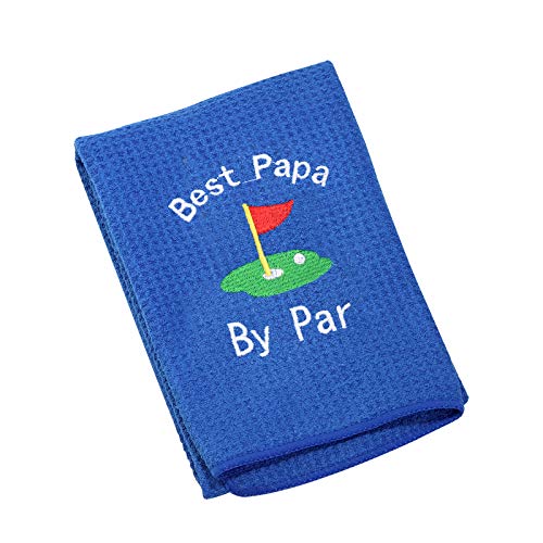 Dad Golf Towel Embroidered Golf Towel Gift Golf Father Gift Embroidered Golf Towel with Clip (papa White Words Blue) - Image 3