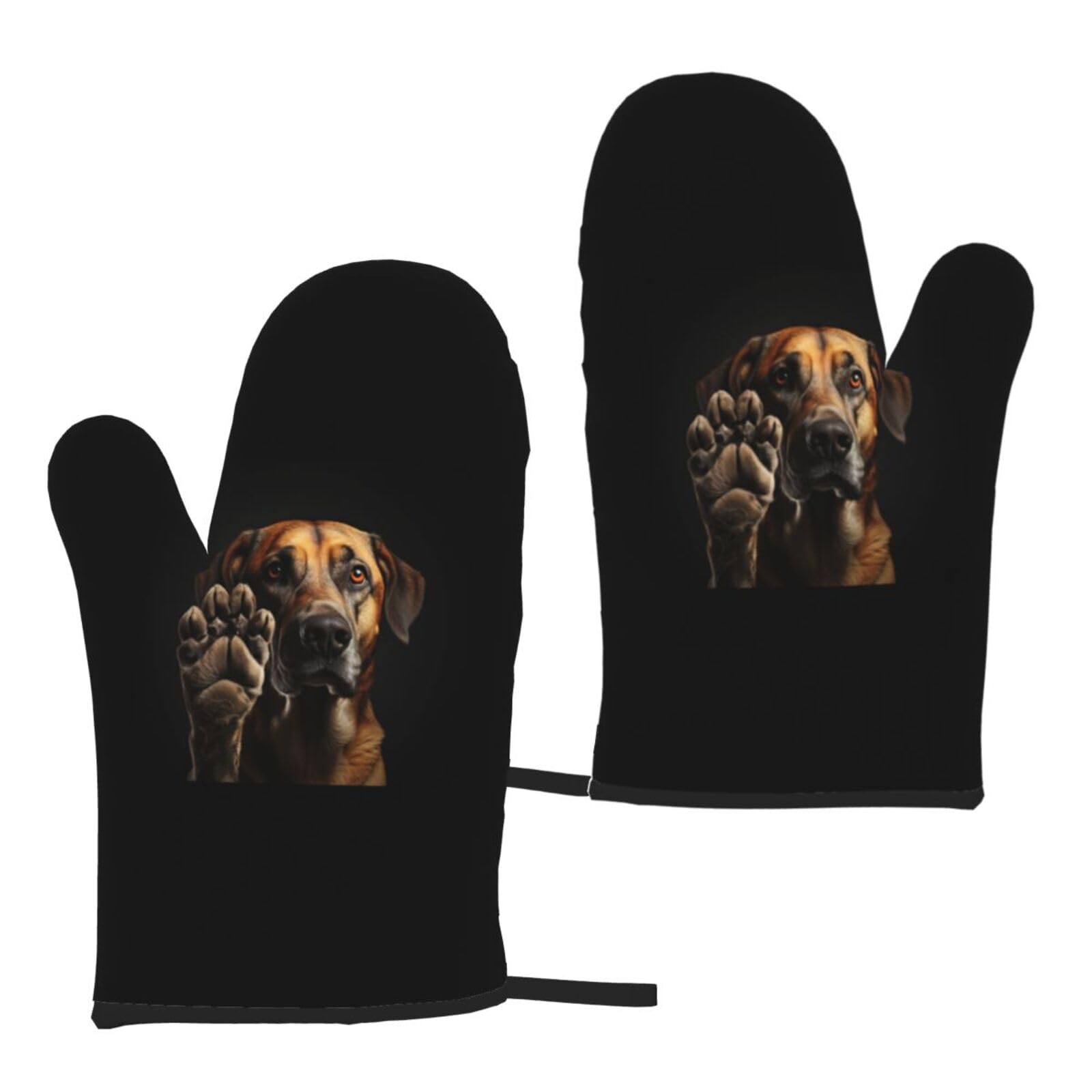 Dog Animal Pet Paw Print Heat Resistant Universal Fit Oven Microwave Gloves Home Cooking Baking Grilling