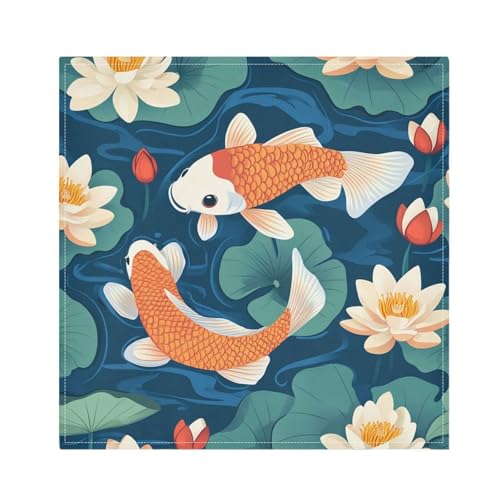 Servilletas de Tela Yettasbin Koi Fish Lotus 50.5x50.5 cm x4 miniatura 5