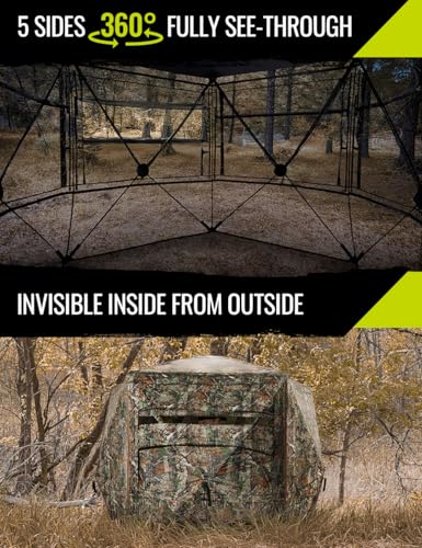 Image of TIDEWE Hunting Blind 360 See Through, Pop Up Ground Blind with Large Door
