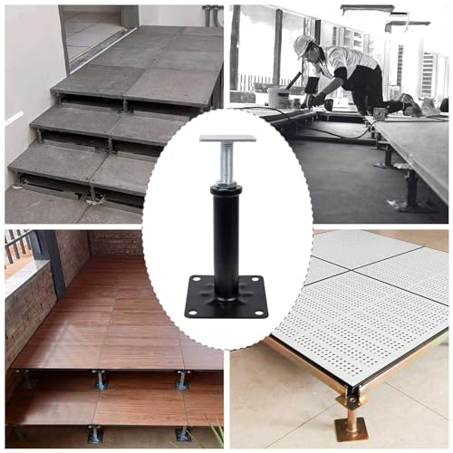 Image of 4-Pack House Floor Jacks, 5-8 Inch Adjustable Steel Posts, Black
