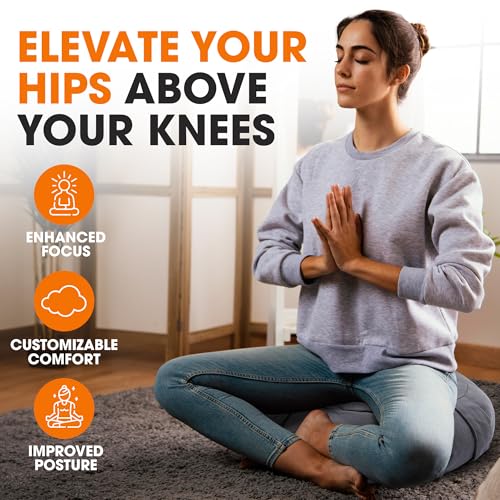 Cheer Collection Meditation Cushion - Ergonomic Floor Pillow, Yoga Pillow with Buckwheat Filling, Zafu Meditation Cushion, Comfort & Meditation Posture Support - Image 3