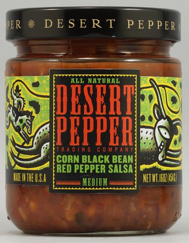 Desert Pepper Trading Salsa Maíz Frijol Negro Pimienta Roja -- 16 oz - 2 piezas
