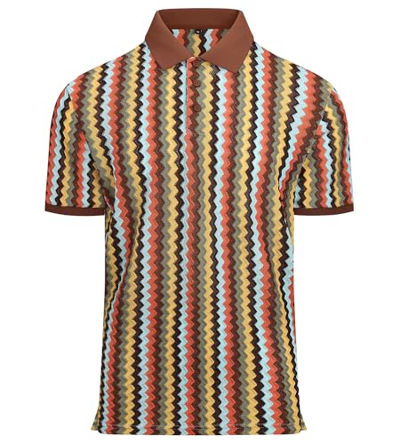Alex Vando Mens Lace Polo Shirts Fashion Vibrant Short Sleeve Casual Shirts for Men