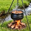 8-Quart Pre-Seasoned Cast Iron Cauldron - African Potjie Pot with Lid - 3-Legged Pot for Even Heat Distribution - Outdoor Cast Iron Dutch Oven Cookware for Campfire Cooking and Boiling #4