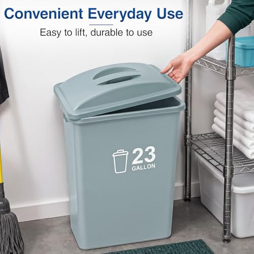 Image of Maxdot 2 Pcs Recycle Bin Lids with Handle for 23 Gallon Slim Trash Can Plastic Recycling Trash Can Lids, Garbage Waste Sorting Lid for Kitchen Classroom Office Outdoor