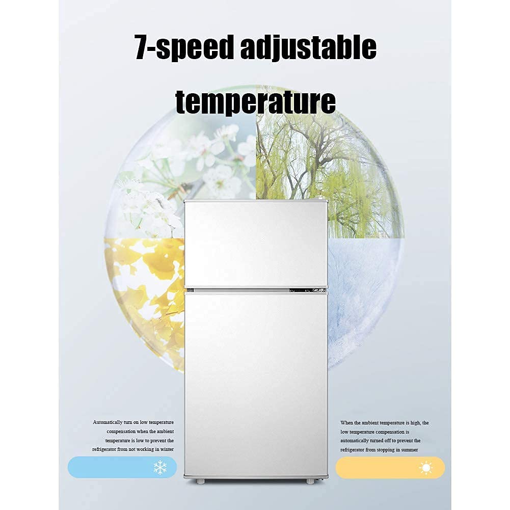 Congelatore, Frigorifero a Doppia Porta Freestanding 58L 76L con Ripiani Controllo della Temperatura Compressore a Basso Consumo Energetico per Dormitorio Ufficio Cucina Domestica (76L)