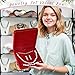 Yinkin 6 Pcs Velvet Jewelry Set Box Jewelry Display Case Earring Ring Bracelet Necklace Gift Box Pearl Necklace Storage Case for Wedding Travel Anniversary Valentines(Wine Red)