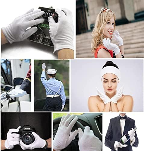 48 Pcs White Cotton Gloves for Dry Hand Moisturizing Cosmetic Eczema Hand Spa and Coin Jewelry Inspection , checking gloves,Serving Gloves Stretchable Lining Gloves Moisturizing Gloves