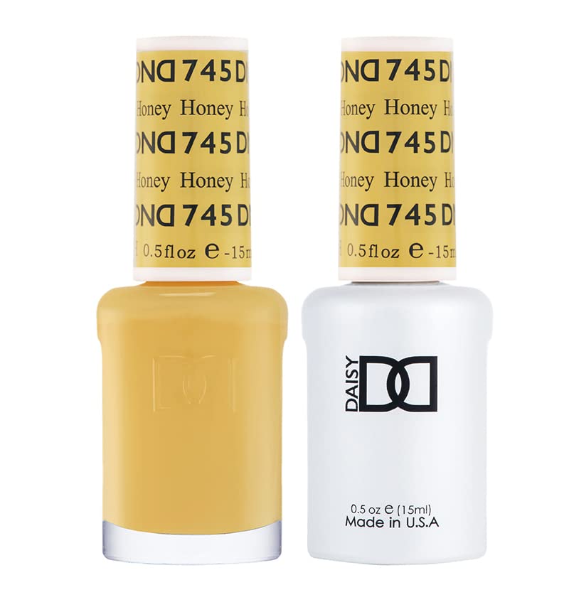 DND Gel Polish Set Yellow Collection UV/LED Gel Polish and Air Dry Nail Lacquer Matching Chip-Free Polish Duo 745 Honey 0.5 Fl Oz
