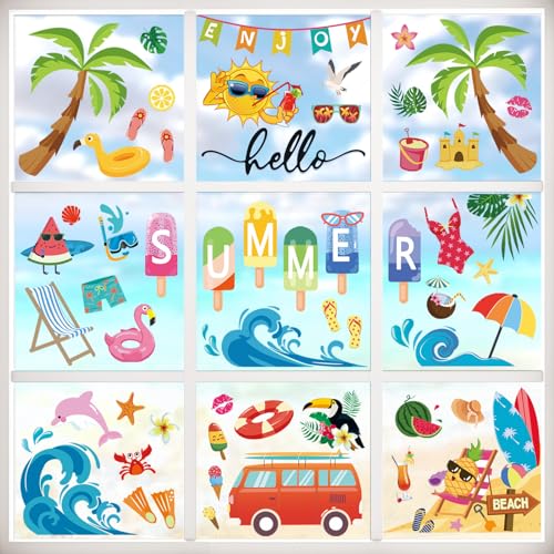 Décoration pour Vitre Stickers Été Plage Électrostatique et Repositionnable - 2