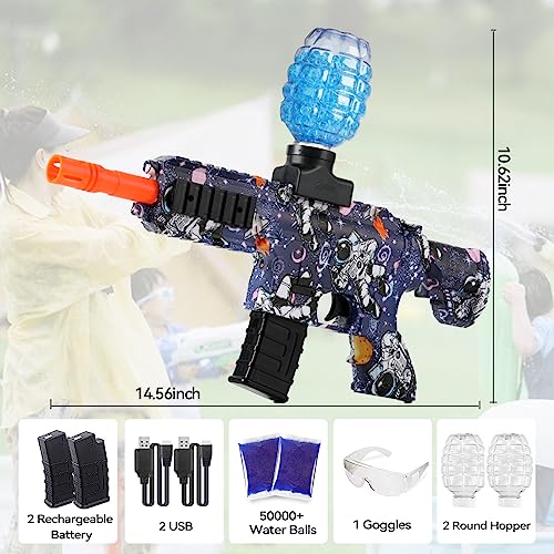 HYNXM 2 Pieces Gel Ball Blaster Toys - Eco-Friendly Orby Gun with 4 Rechargeable Battery, 3 Round Hopper, 2 Goggles, 60000+Eco-Friendly Toy ammunition, Sports Toys Ages 14 & Up - Image 3