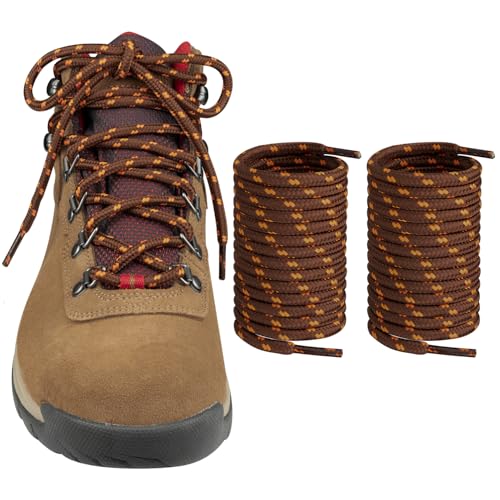 Endoto Shoelaces for Columbia Boots Replacement Round Shoe Laces Hiking Strings(Color:Brown&Orange,Size:54Inch)