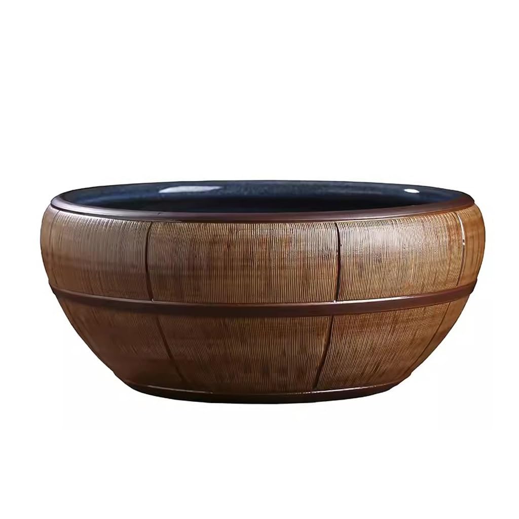 pecera Tanque de pez Dorado de cerámica Grande, Tanque de Loto, Tanque de Tortuga, Maceta hidropónica for el hogar, Maceta de Loto Retro Creativa Pecera Moderna (Size : 50cm)